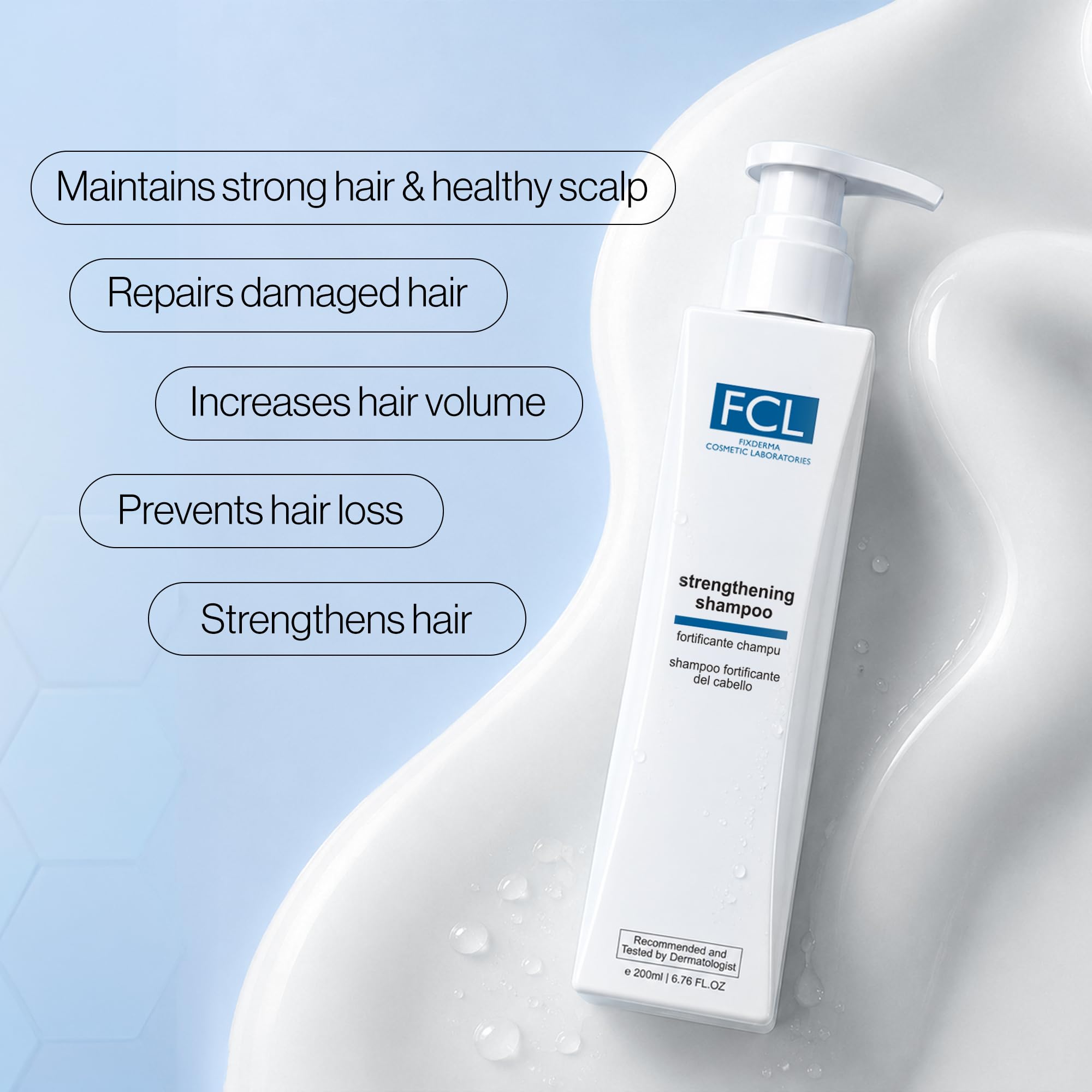 FCL Strengthening Shampoo| Strengthens Hair | Controls Hair Fall | Reduces Frizz | Promotes Hair Growth | Cleans Scalp | Mild Shampoo | Paraben & Sulphate Free - 200 Ml 1