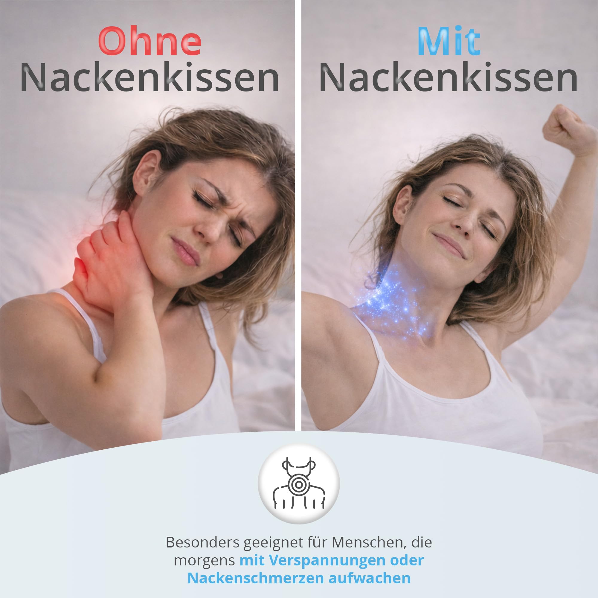 Almohada cervical ortopédica, altura regulable, 50 x 30 cm, cojín cervical ergonómico contra el dolor de cuello, transpirable, lavable, para los lados y la espalda