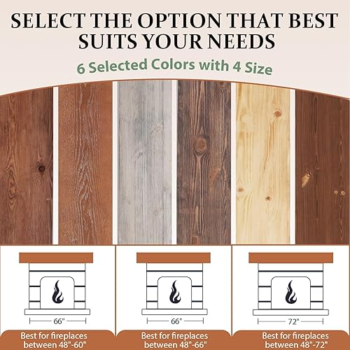 Miniatura 7 de Weyderk Repisa de chimenea, 72 pulgadas, mantel hecho a mano para sobre chimenea, mantel de madera con soporte de metal invisible resistente,