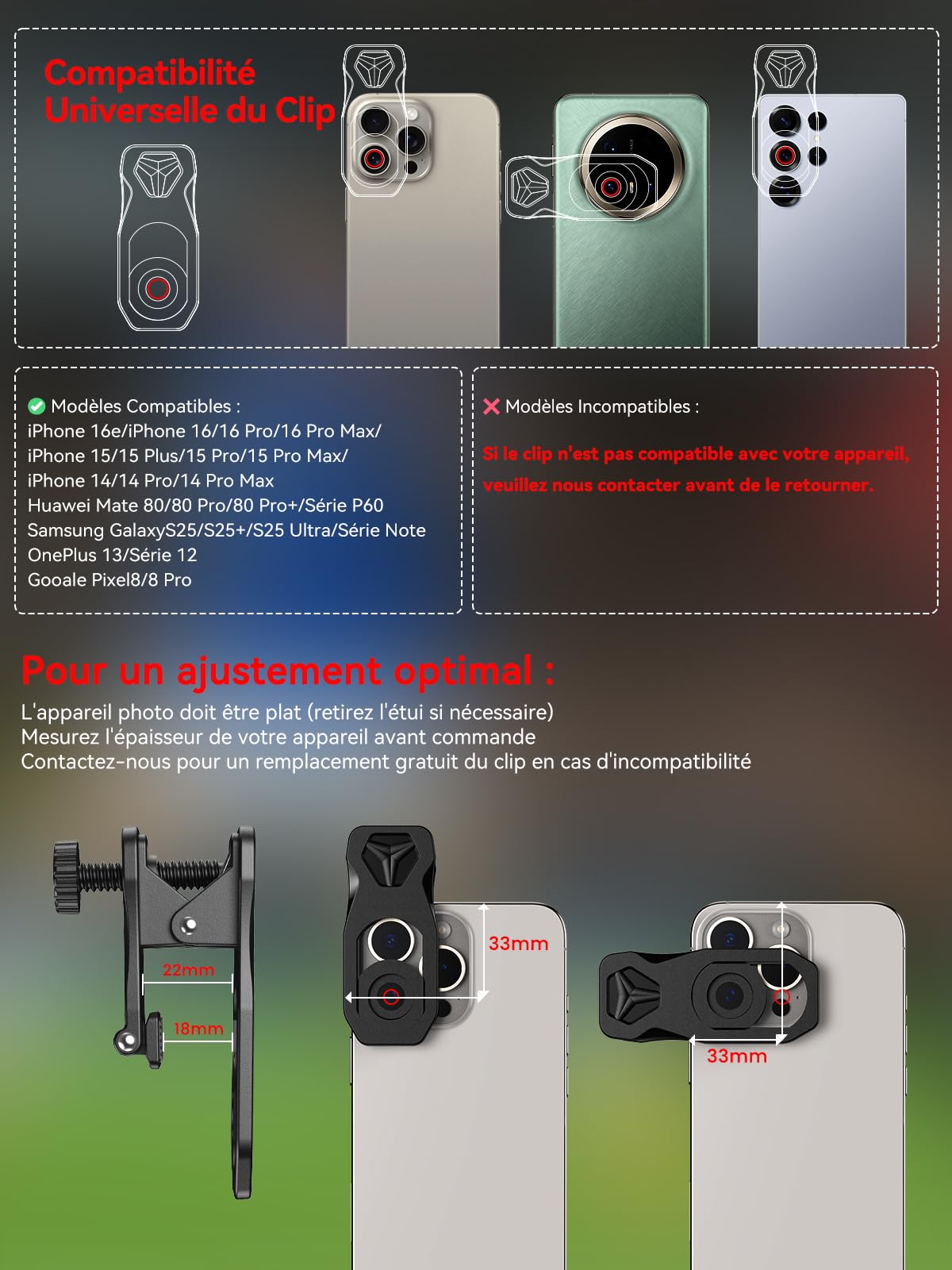 Objectif Photo Pour Téléphone Portable – Alliage Aluminium – Léger – Camping
