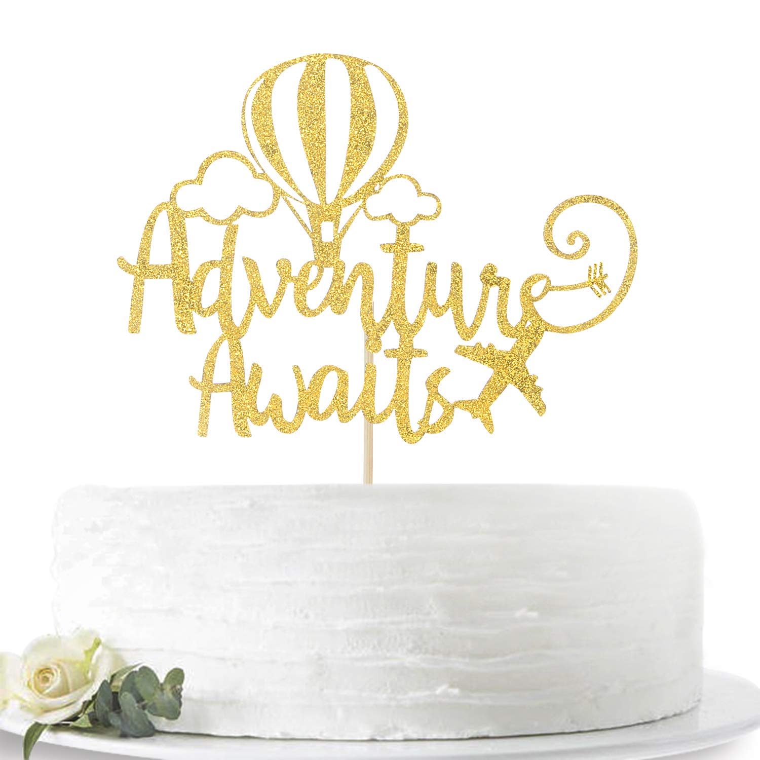 Buy Gold Glitter Adventure awaits Cake Topper Congrats Grad Cake
