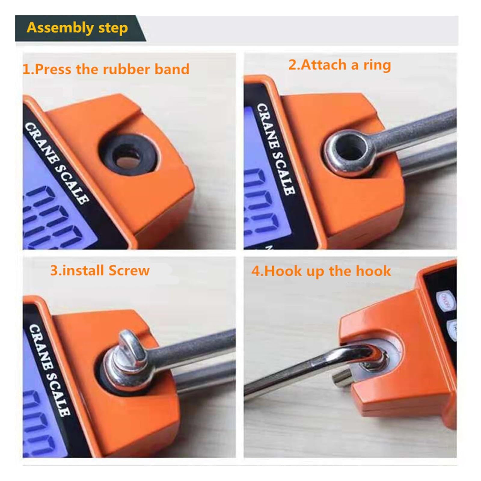 Bilance sospese, Bilancia for gru for bagagli LCD for carichi pesanti con gancio di sospensione Portatile in acciaio inossidabile(Oranje)