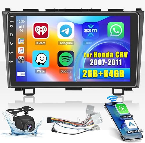 Hikity Para Honda CRV 2007-2011 Android 13 Estéreo de coche inalámbrico Apple Carplay Android Auto, 2GB+64GB 9 pulgadas pantalla táctil para Honda