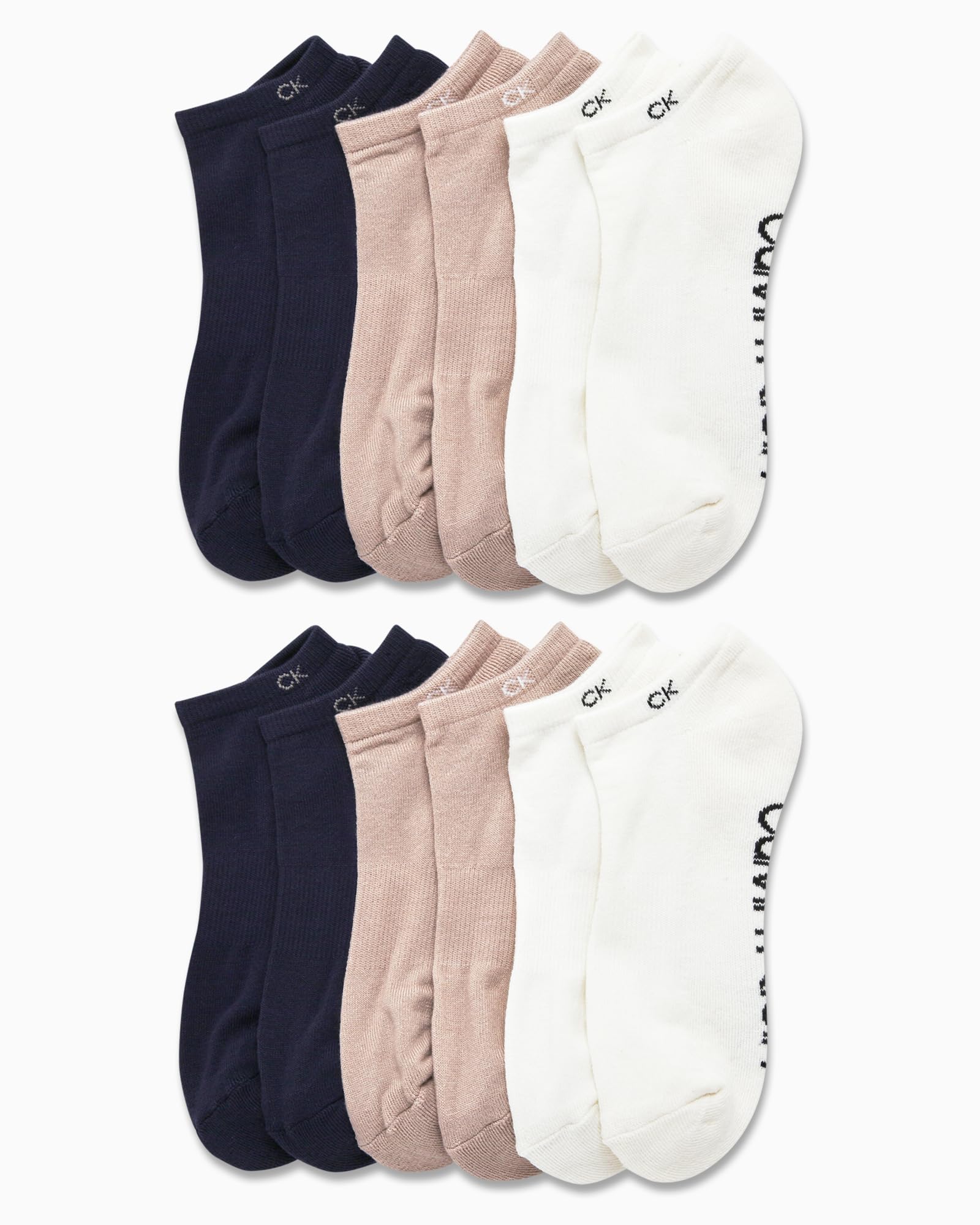 Calvin Klein Calcetines invisibles para hombre, paquete de 12 unidades, calcetines de corte bajo con lengüeta acolchada para tenis, mocasines, zapatos náuticos (talla 7-12)