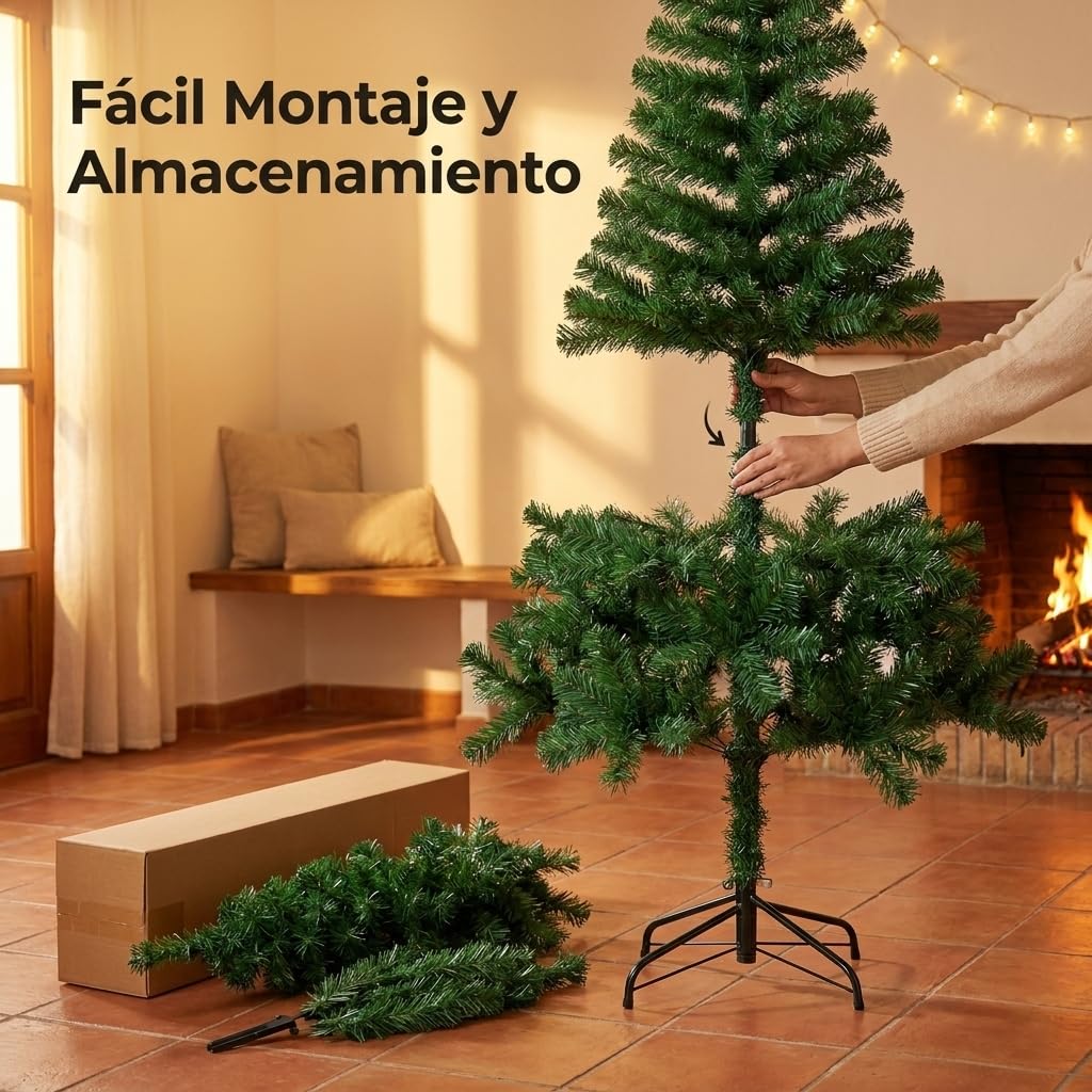 Árbol de Navidad Artificial 210 cm Verde Bosque con Base Metálica
