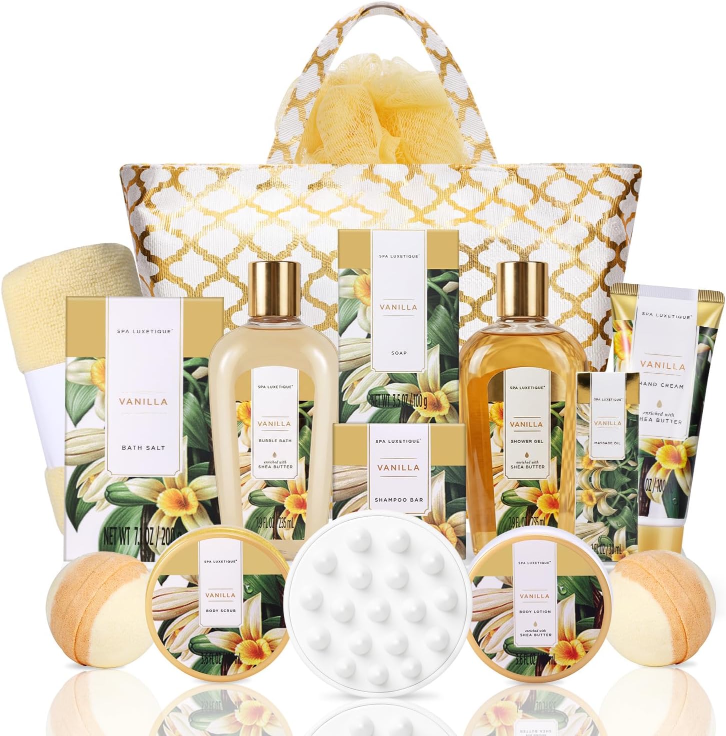 Gifts for Women Spa Luxetique Birthday Gifts for Women, 15PCS Basket Vanilla Gift Set for Mom, Gift Set for Mom Sister, Bath and Body Works, Skin Care, Anniversaries, Motherโs Day, Valentineโs Day