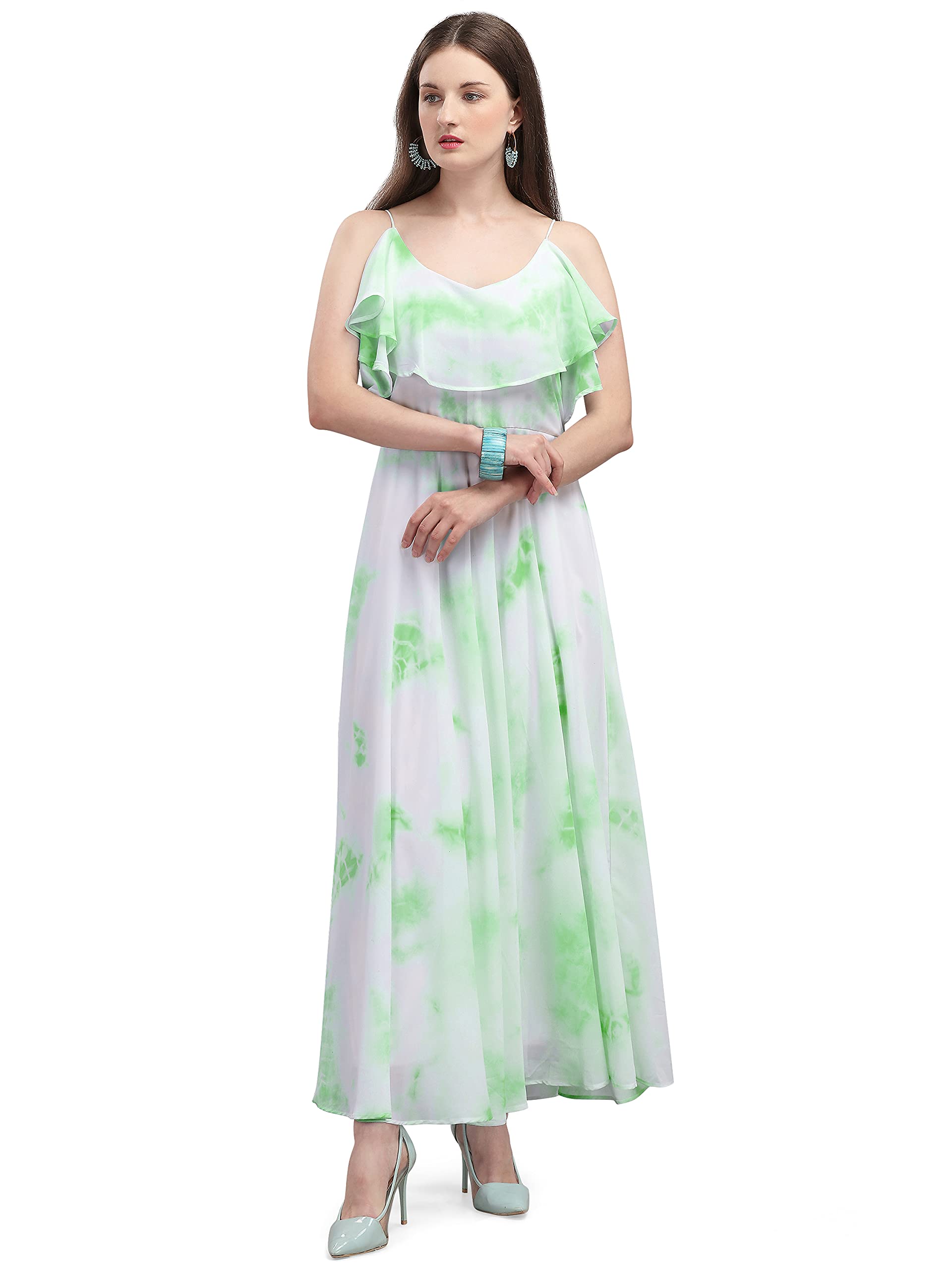 Vaani Creation Women's Maxi Tie and Dye Pleated Dress