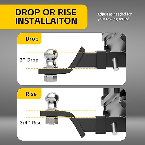 Miniatura 6 de MaxxHaul 50547 Soporte de enganche de remolque con bola y pasador de 2 pulgadas, se adapta a receptor de 2 pulgadas de 2 pulgadas, caída de 7,500