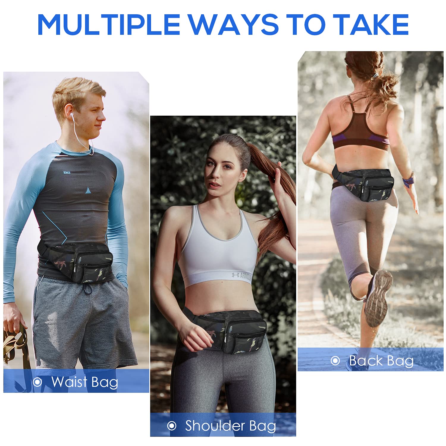 NOOLA Fanny Pack with Water Bottle Holder for Men Women Large Hiking Waist  Bag Hip Bum Bag Adjustable Strap Belt Bag Zipper Pocket for Running