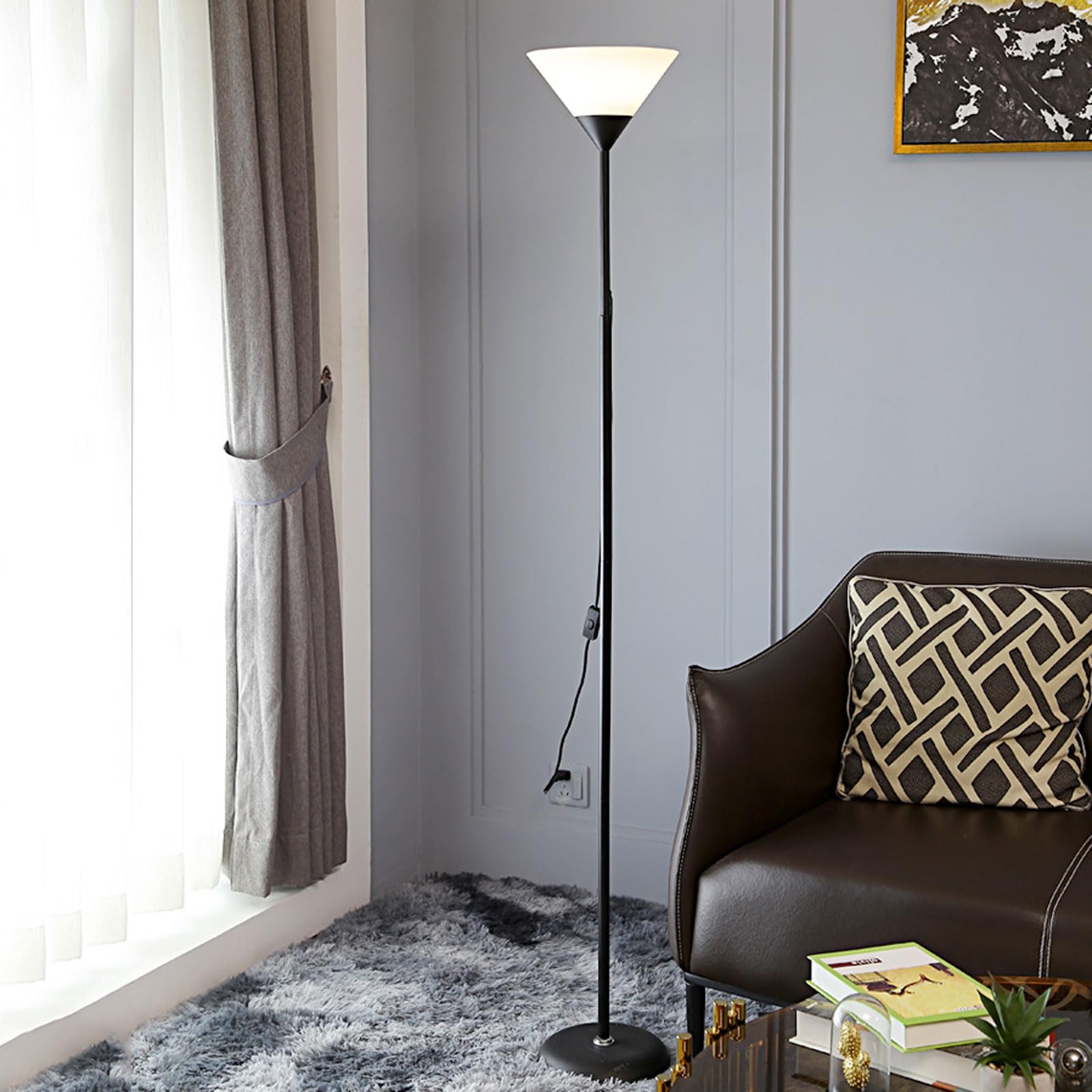 KKXXYQFC Lampada da dimmerabile - Illuminazione Industriale a LED a 3 Colori per Soggiorno, Camera da Letto o Ufficio - Lampada ad Angolo in Acrilico e Supporto Alto