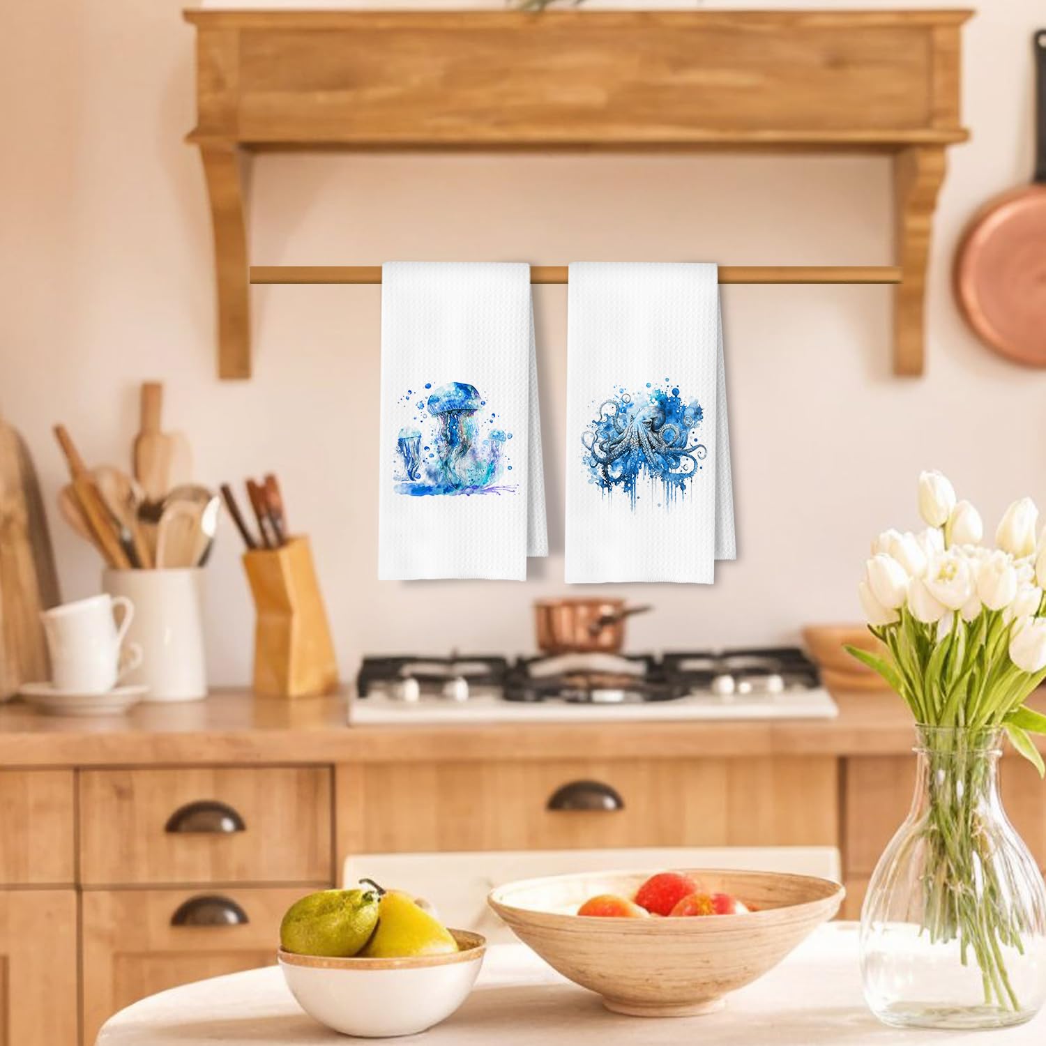 084 Coastal Kitchen - Paños de cocina, 16 x 24 pulgadas
