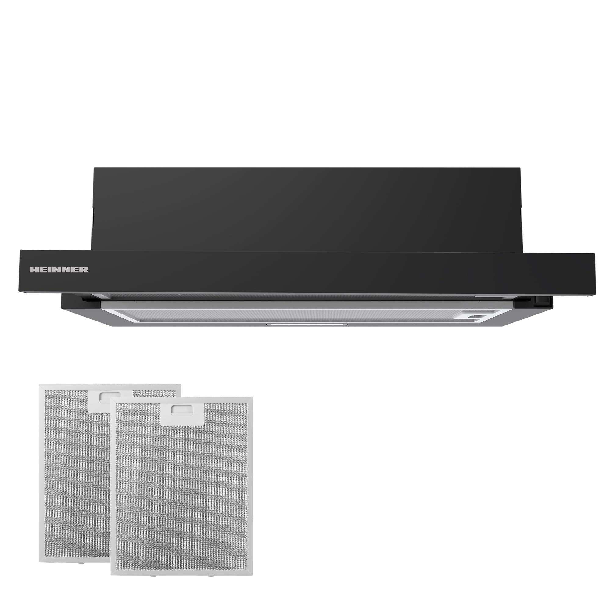 HTCH-MD400IX 60 cm Teleskop-Unterbau-Dunstabzugshaube 400 m³/h LED-Beleuchtung Silber Waschbare Filter
