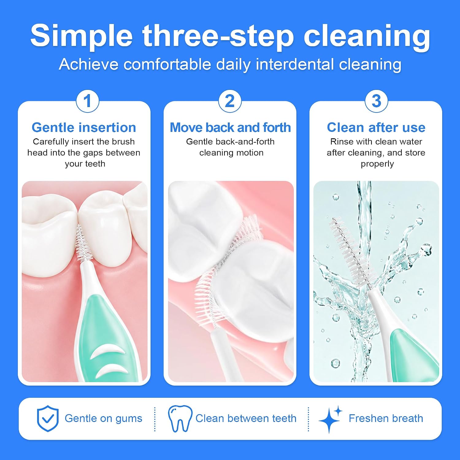 DR.CLEAN Interdental Brushes for Teeth, Dental Proxy Brushes for Tight Gaps Between Teeth, Flexible German Wire Tooth Picks for Braces, Implants & Hard-to-Reach Areas, Multiple Sizes