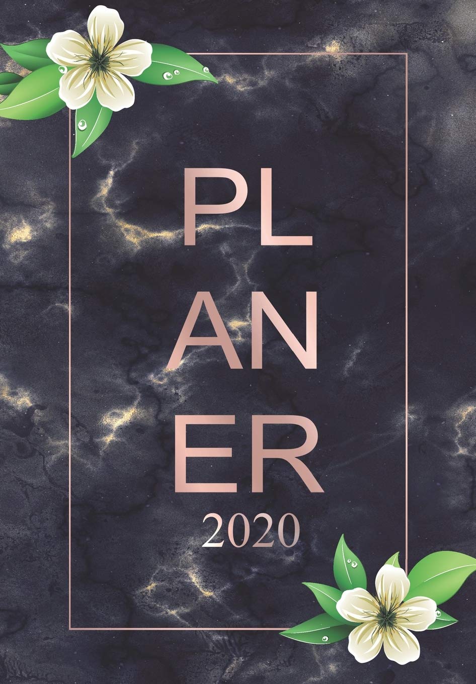Planer 2020: Terminkalender mit Kalendarium 2020 - planen, organisieren und notieren in einem Buchkalender - mit Softcover Terminplaner - Style Mamor Schwarz Mable