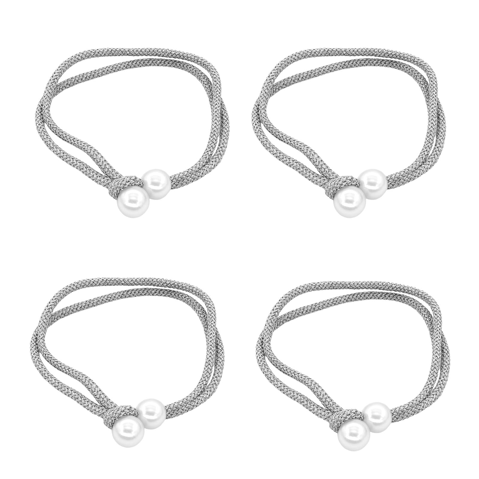 Tie Backs for Curtains, 4PCS Curtain Ties, Tie Backs with Pearl Curtain Rope Buckle Cord Holders, Curtains Tie Backs, Simple Style Decorative Curtain Tiebacks for Home Hotel Office Window Drapery
