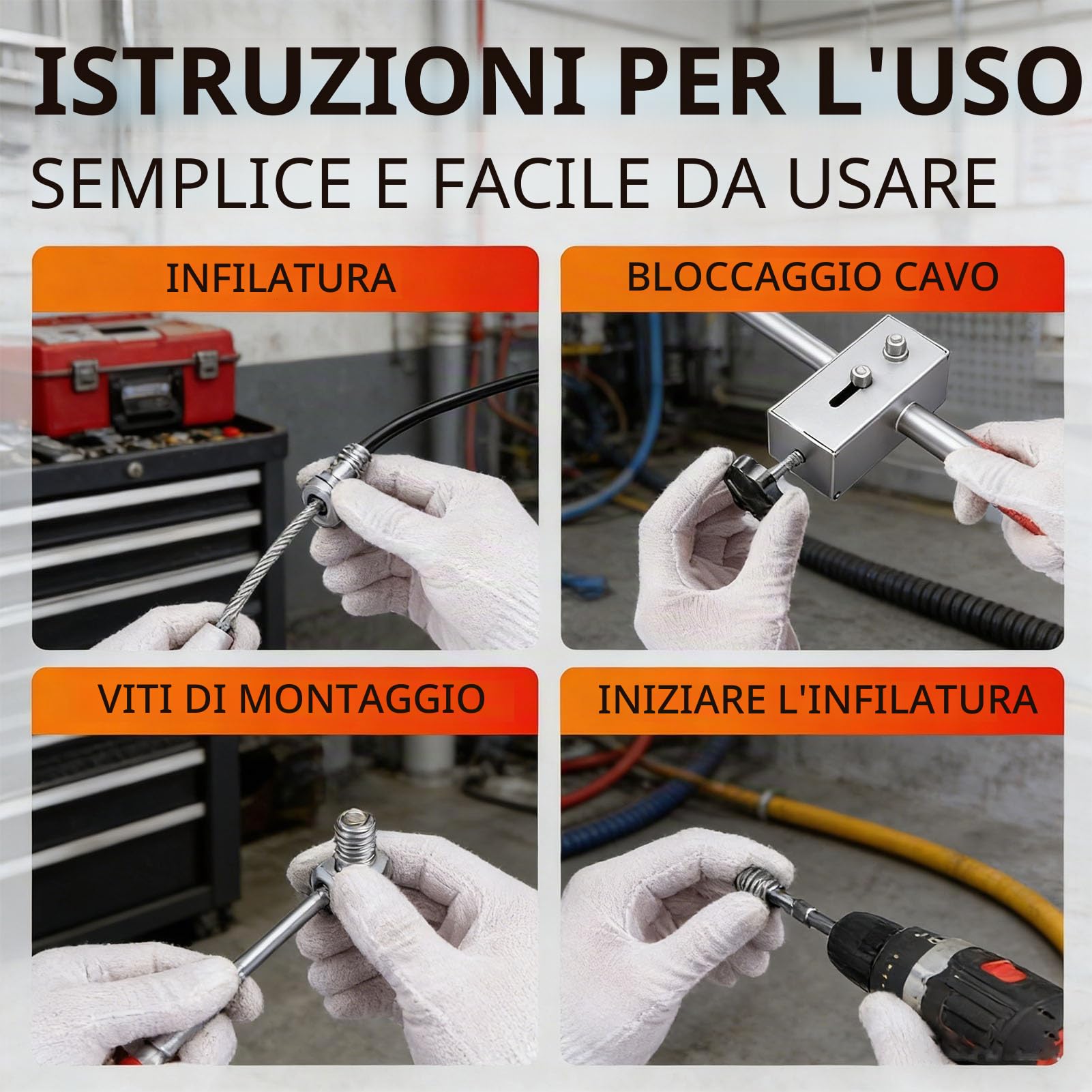 Luocute Estrattore Filo, Dispositivo Automatico per Infilare Cavi Elettrici con Adattatore per Trapano da 10 Mm per Cavi da 3-8 Mm in Edifici Pre-incorporamento Ristrutturazione di