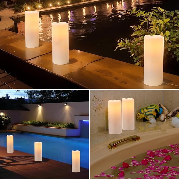 KunSwenn Outdoor Candles Waterproof with Remote Timer, 10” x 4” Large Battery Operated Candles, LED Pillar Flameless Outdoor Candle for Lartern Porch Patio Decor (Set of 2) photo 5