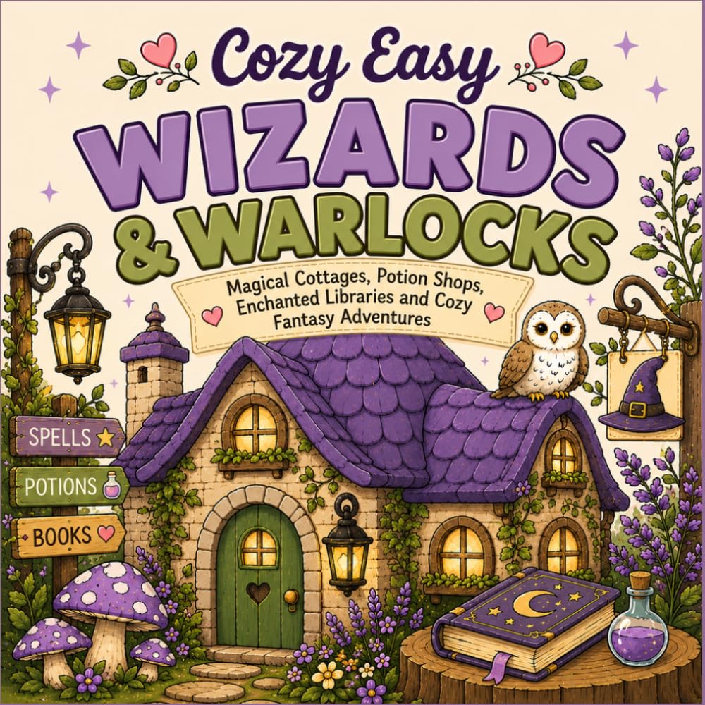 Cozy Easy Wizards & Warlocks: Magical Cottages, Potion Shops, Enchanted Libraries and Cozy Fantasy Adventures