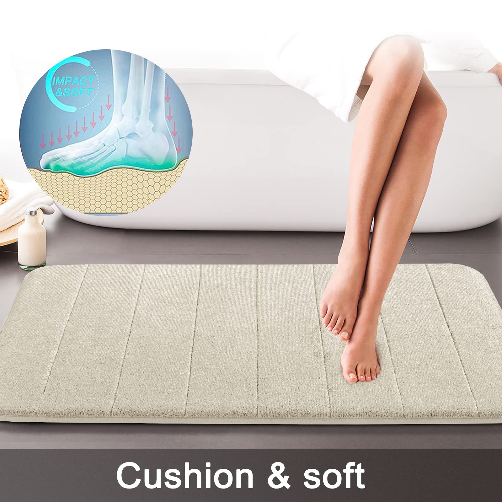 Yimobra Large Memory Foam Bathroom Mat 2 Pieces Set, Non Slip - Super ...