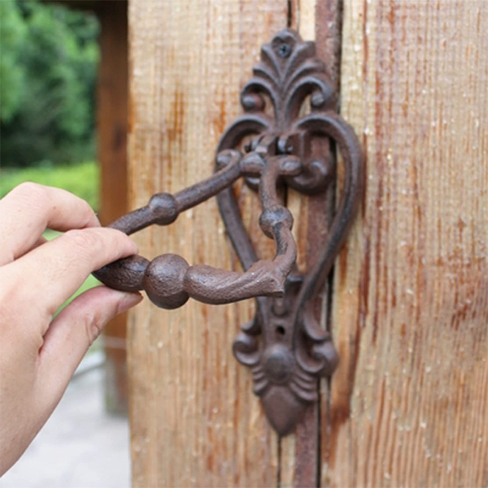 Battente per Porta Antico in Ghisa, Maniglia per Porta Del Cortile in Legno in Stile Country Americano, Accessori per Porte Creative