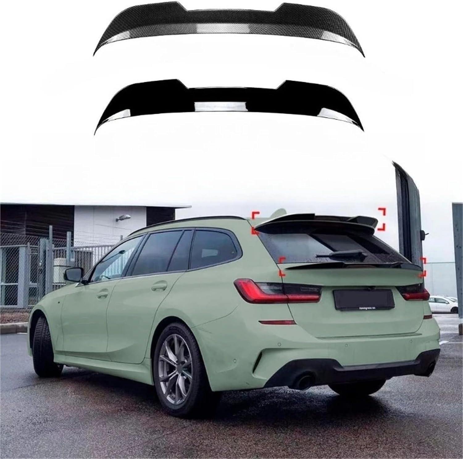 Compatible for BMW 3 Series G21 Wagon 2019 Roof Rear Wing Spoiler Kit Direct Fit Exterior Styling Body Kit Upgrade Auto Parts(Carbon Fiber Texture)