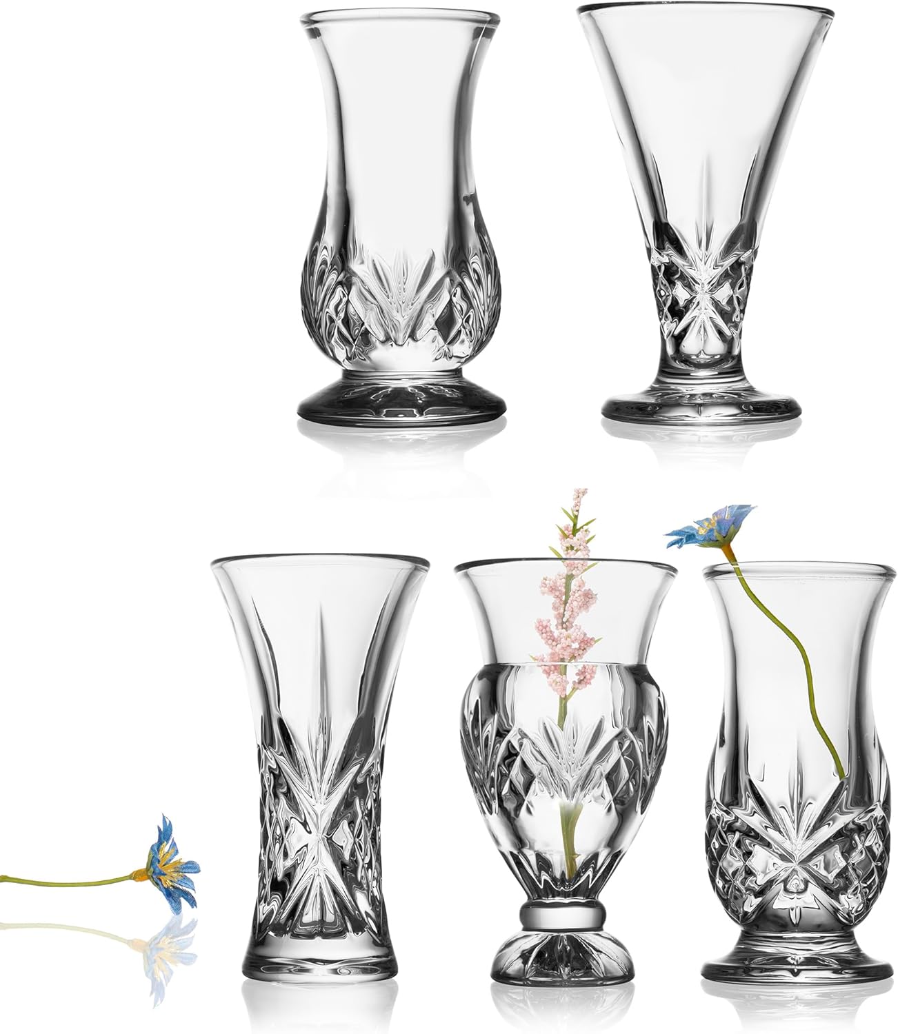 Godinger Flower Vase, Glass Vase, Bud Vase, Vases for Flowers, Vases for Decor, Bud Vases - 2.5" x 8.3", Dublin Collection