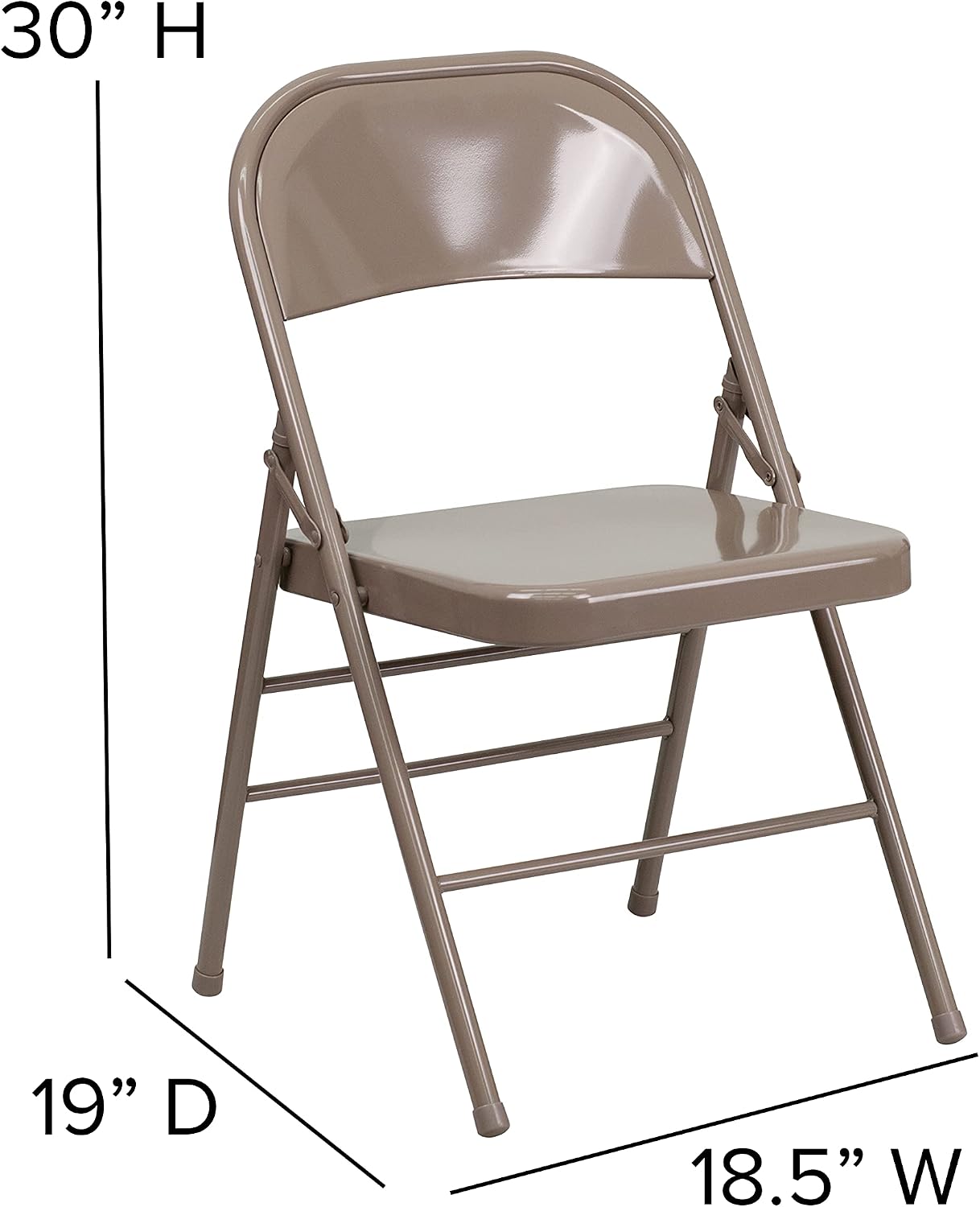 EMMA + OLIVER 2 Pack Triple Braced & Double Hinged Beige Metal Folding Chair