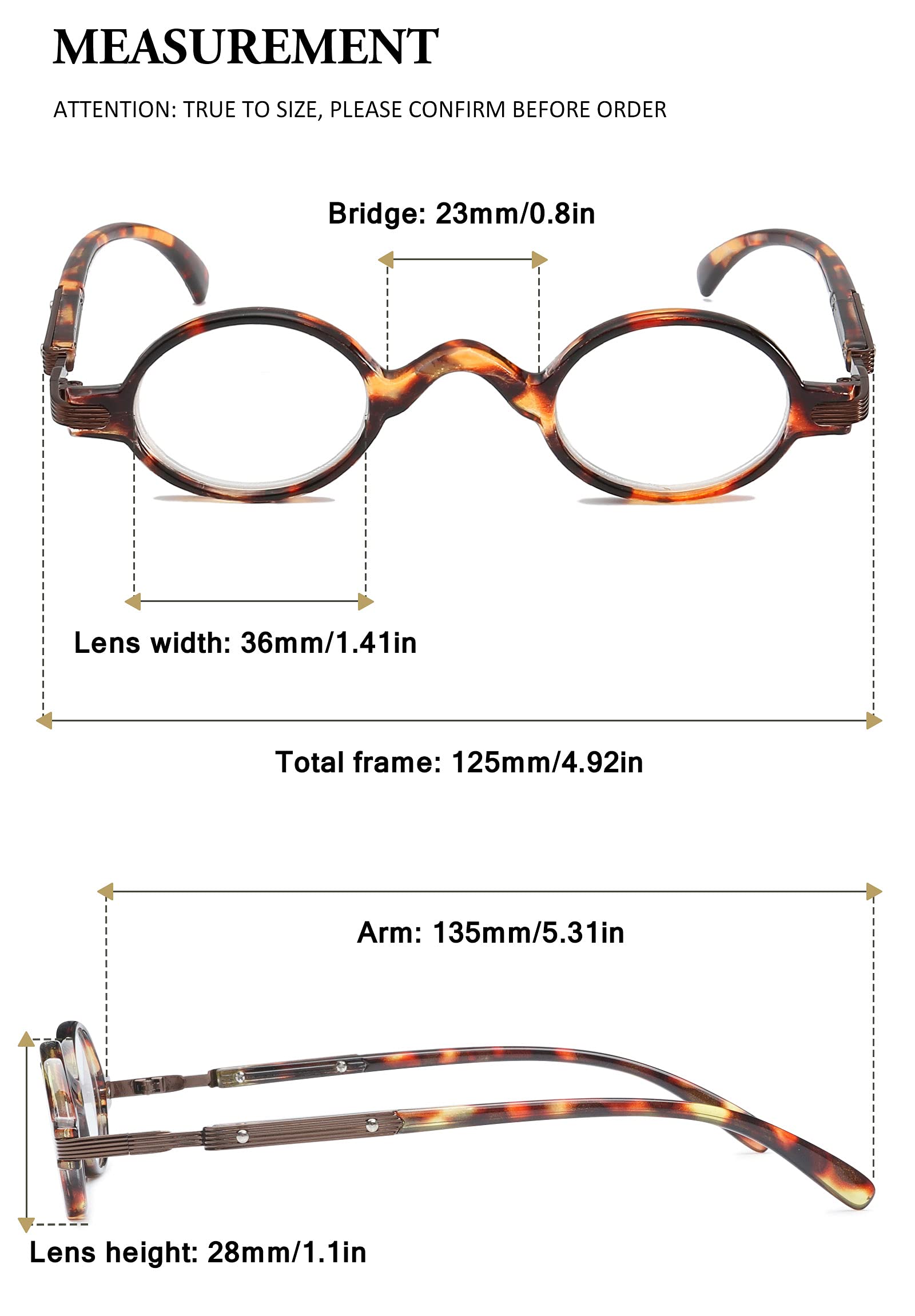 VEVESMUNDO Gafas de Lectura Retro Redondas Vintage Hombre Mujer Metalicas Ligeras Pequeñas Gafas +1.0,+1.5,+2.0,+2.5,+3.0,+3.5,+4.0