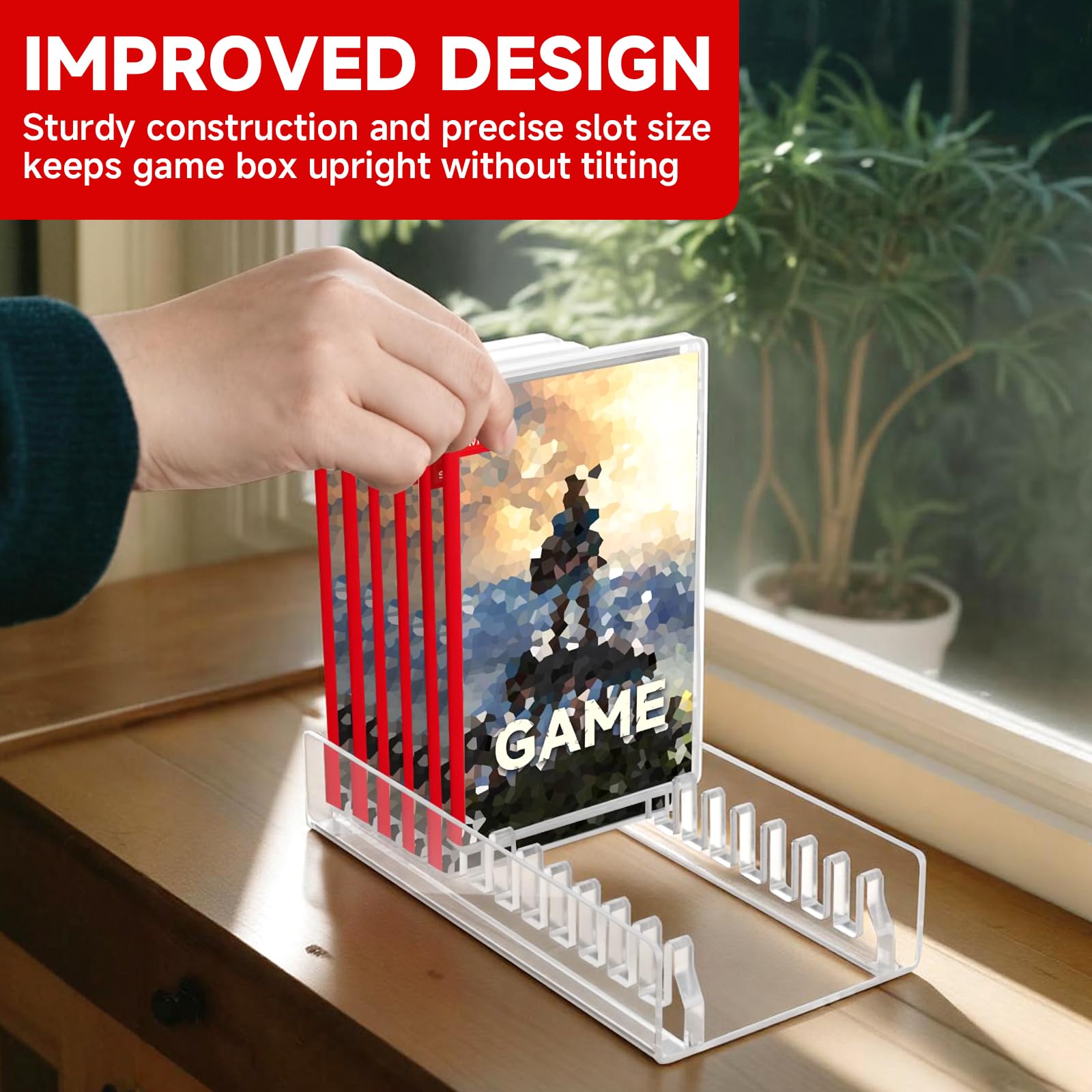 Acryl-Spiel-Organizer, Ständer für Nintendo Switch, Spielkartenetui, bis zu 12 Spiele, transparent, rutschfest, stabil