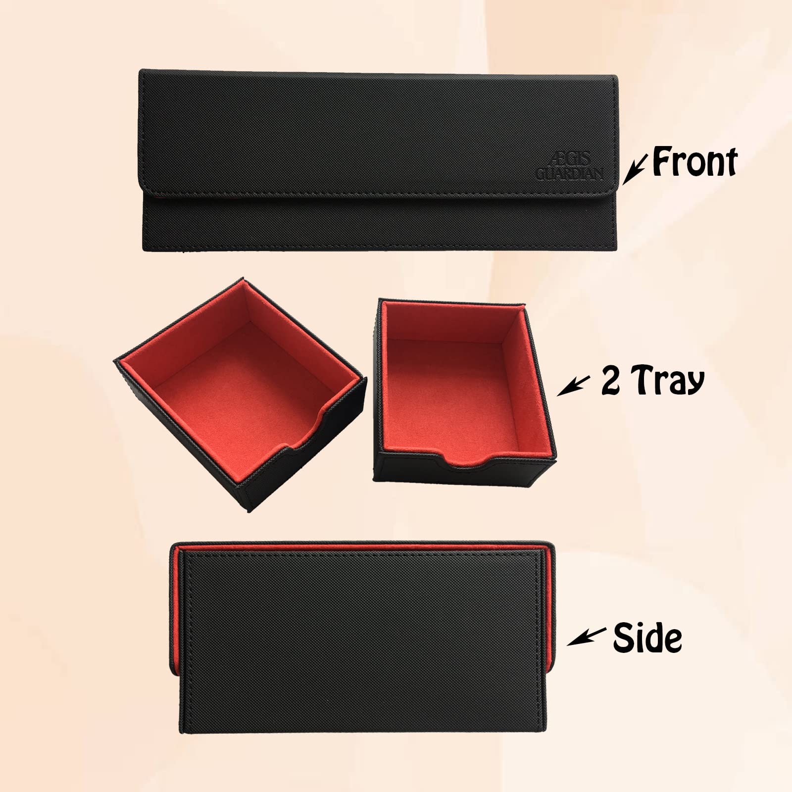 Aegis Guardian Commander Deck Box Hold 600+ Sleeved Cards, Card Deck Box With 2 Dice Tray Fit For Tcg Mtg Ccg Holds Up To 4 Car