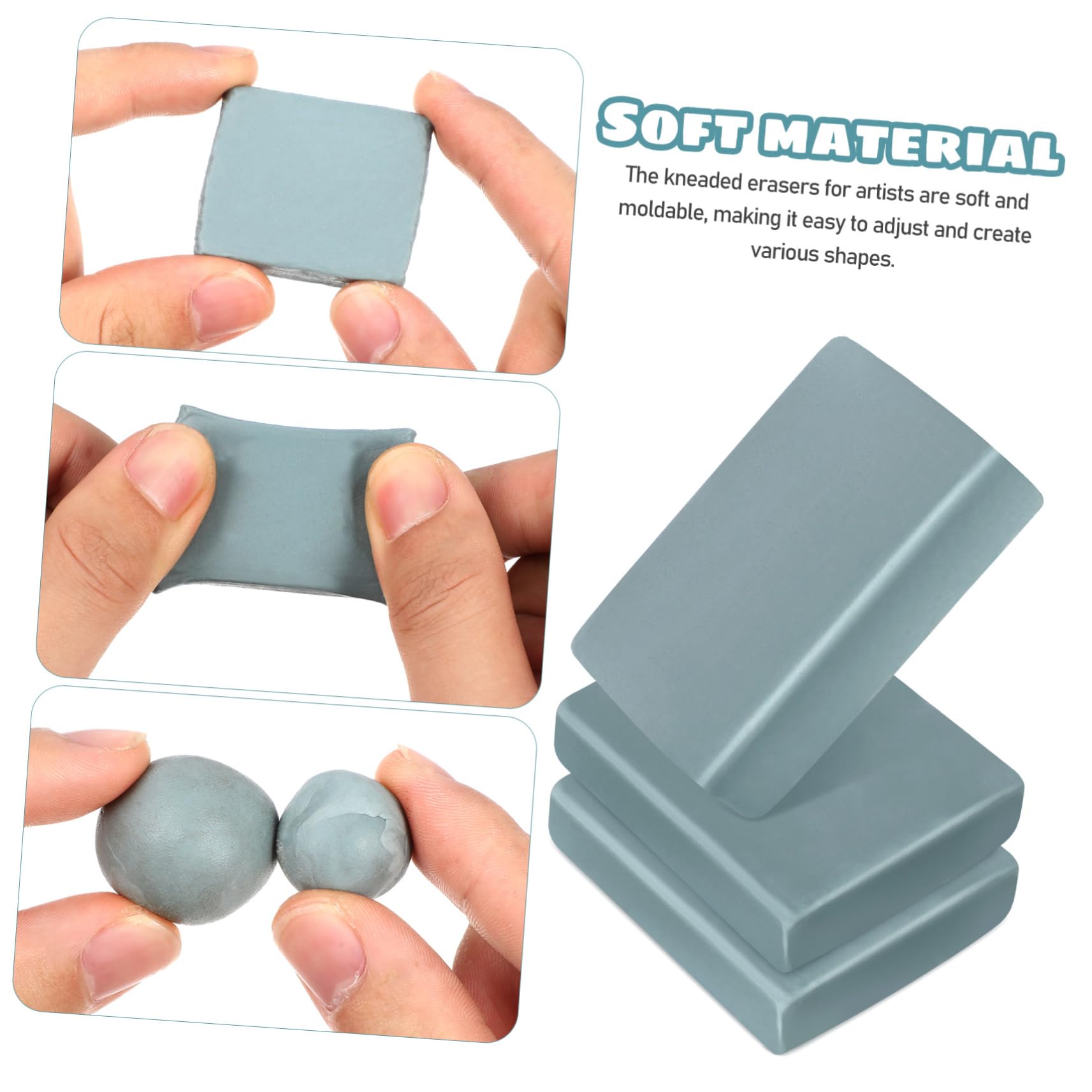 NUOBESTY 5 Ensembles La Gomme Gommes Alimentaires Gommes Pétries Pour Dessiner Gomme D'art Pour Esquisser Pour Écoliers Gomme À Effacer Artistique Pâte À Modeler Blue 12 Pièces * 5