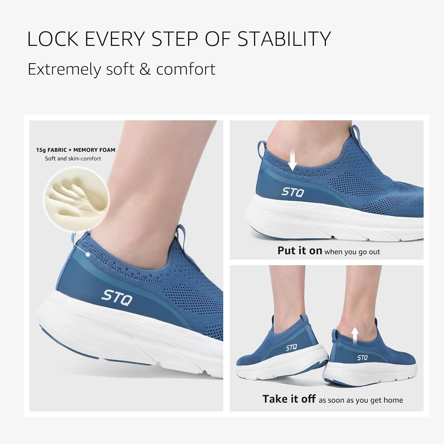STQ Slip on Sneakers Women Walking Shoes with Arch Support Memory Foam - Image 9