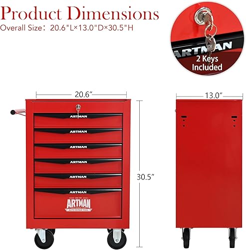 Miniatura 2 de Caja de herramientas con ruedas, caja de herramientas mecánica con 6 cajones, organizador de caja de herramientas con 7 cajas de almacenamiento de