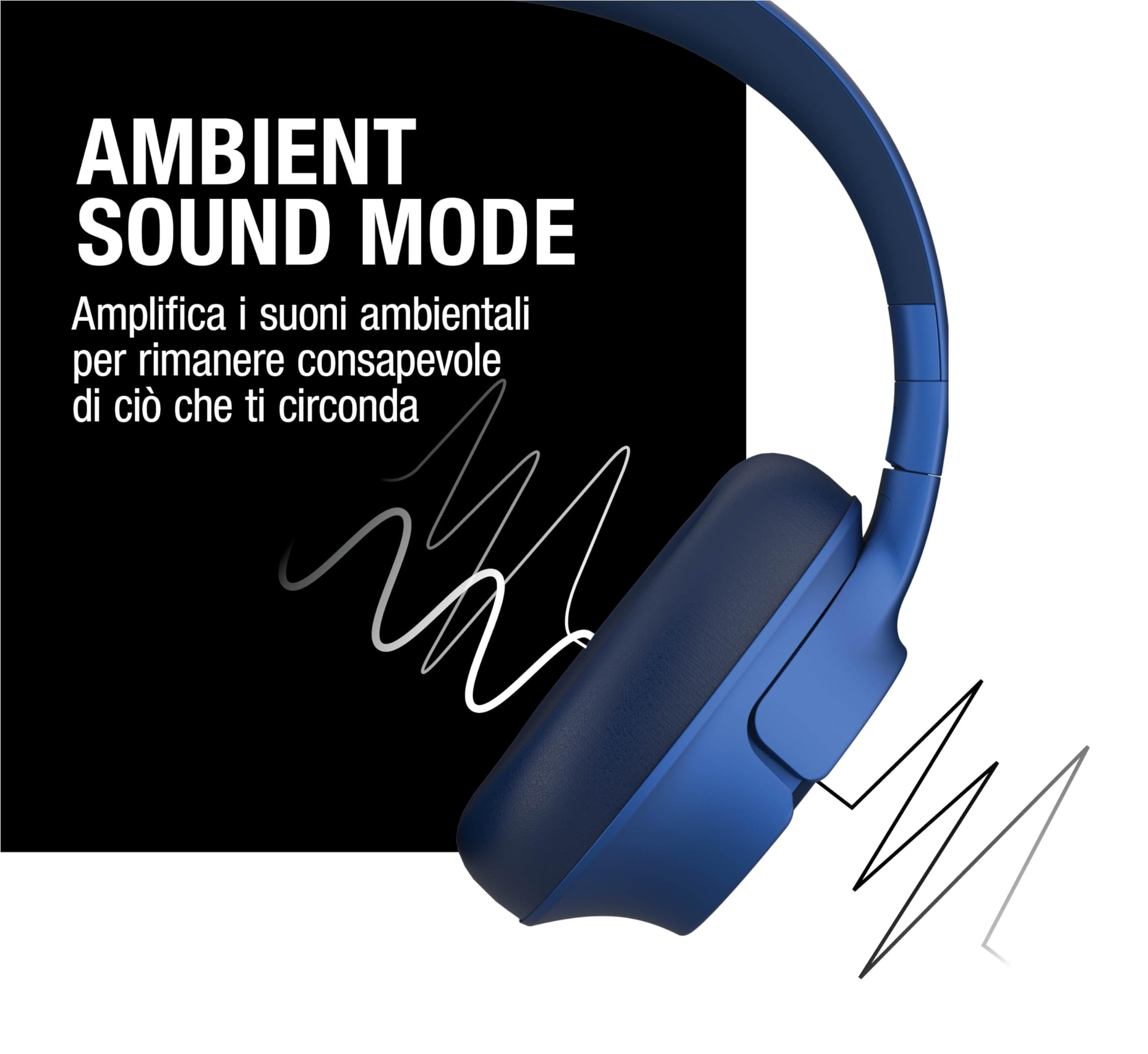 Fresh 'n Rebel Clam Fuse Cuffie Bluetooth Over Ear con Cancellazione Attiva del Rumore Ibrida, con Microfono ENC (chiamate perfette), Modalità rumore ambientale, 45h di Autonomia, Senza Fili (Blu)