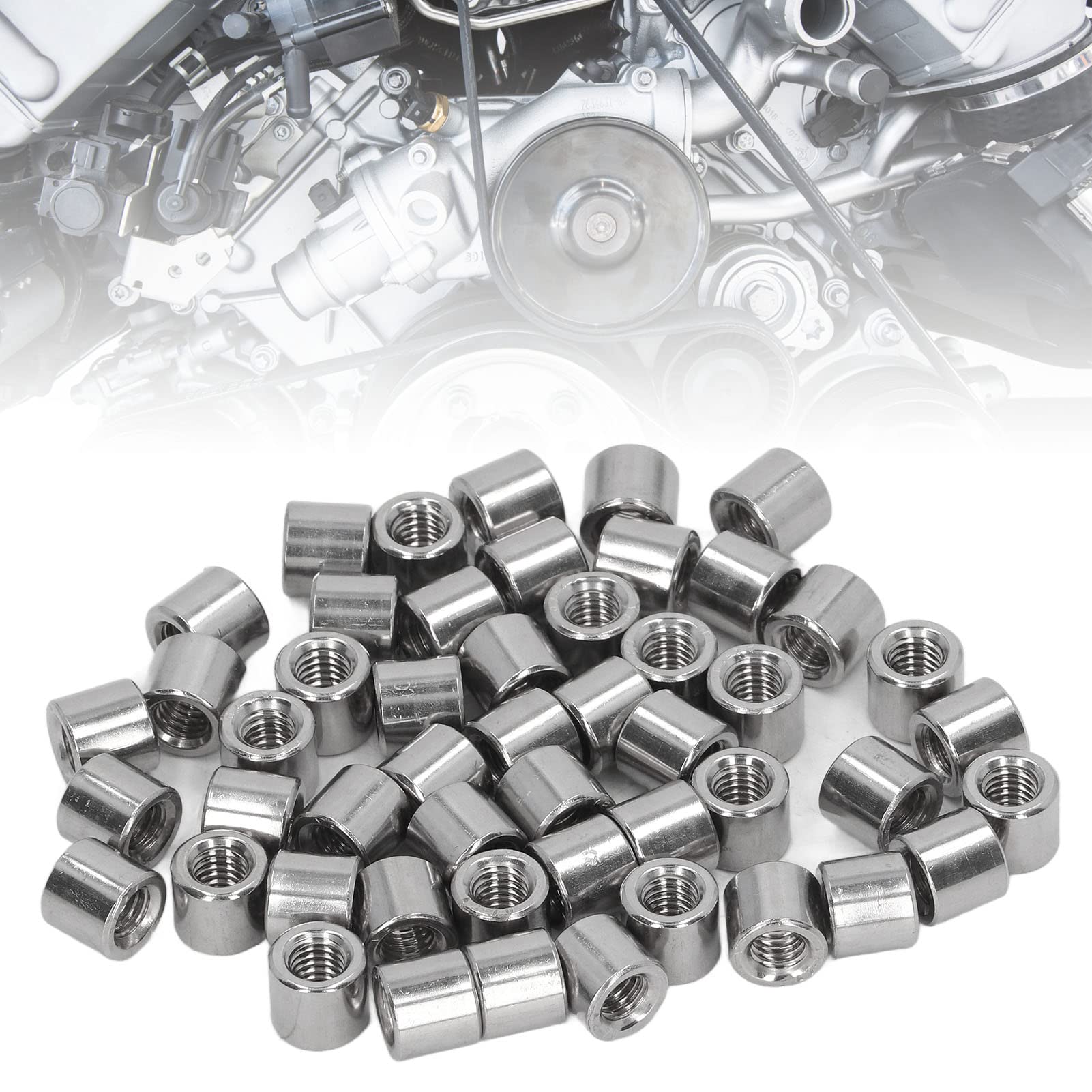 Respicefinem 50Pcs High Quality Round Coupling Nut Kit Female Threaded M6 Connector Nut Made of 304 Stainless Steel for Home Outdoor Use Suitable for Home Decoration Machinery