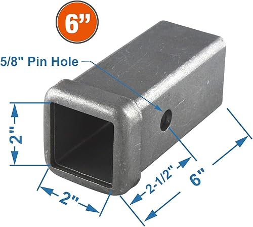 Miniatura 2 de TOPTOW 64453-2 Tubo receptor de enganche de remolque Caja de almacenamiento de 2 pulgadas x 6 pulgadas de longitud, soldadura en acero crudo, 2