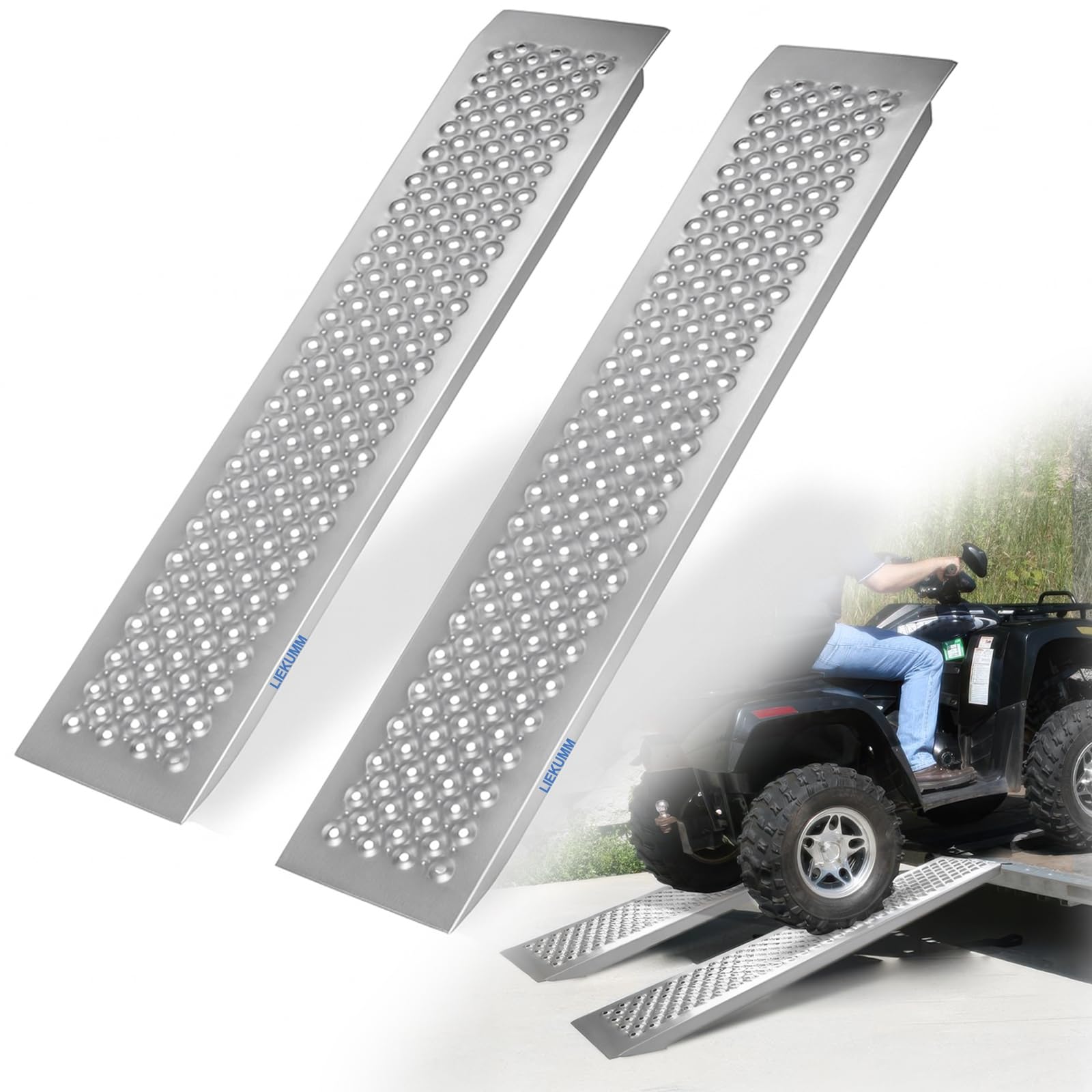 LIEKUMM Rampa di Carico, 120 cm Rampe per Moto, Portata 400 kg Rampa di Carico per Moto, Camion, Negozio, confezione da 2