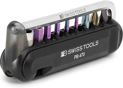 PB Swiss Tools Multiherramienta para bicicleta PB 470 100% fabricada en Suiza, herramienta de bolsillo con brocas, llave Allen, adaptador de acero,