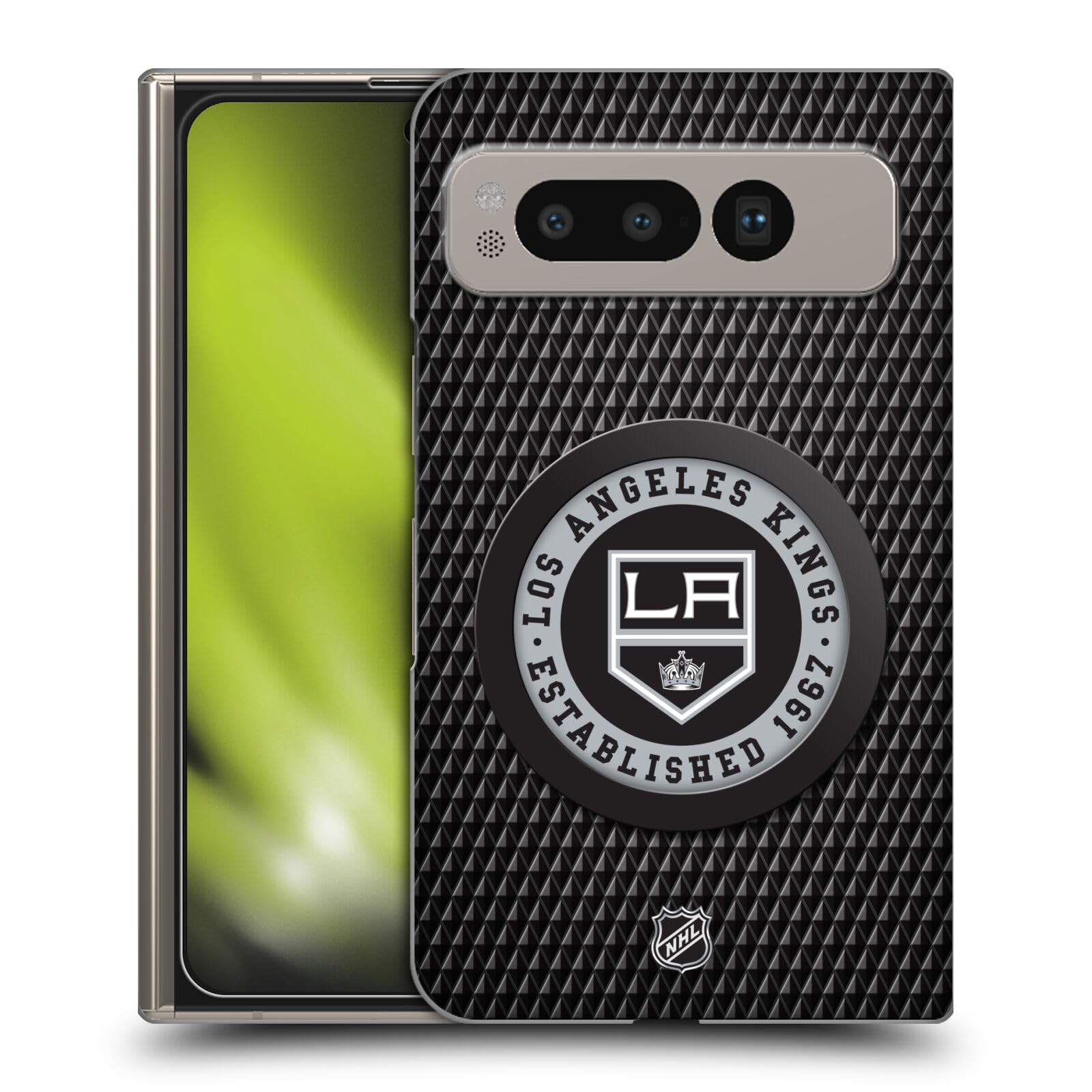 Head Case DesignsOfficially Licensed NHL Puck Texture Los Angeles Kings Hard Back Case Compatible With Google Pixel Fold