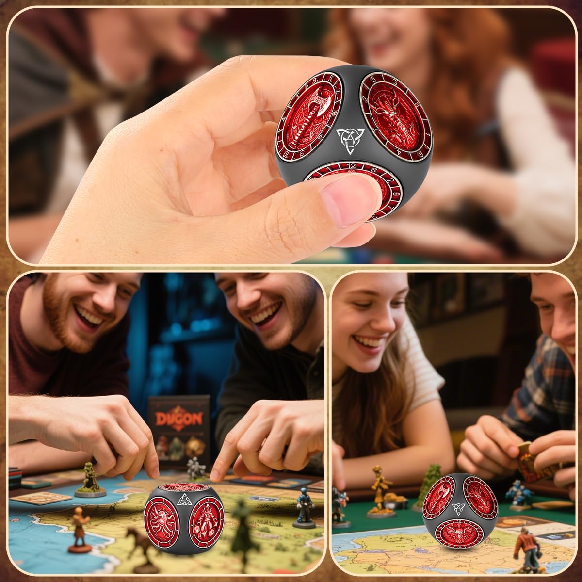 DND Fingertip Spinner Dice, 7-in-1 Metal Dice Set including 3D Pattern, Polyhedral Rotating Game Dice - Image 4