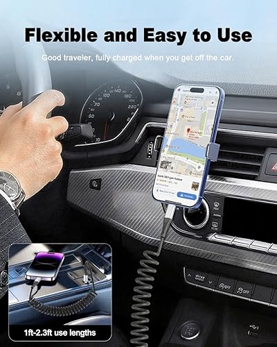 Miniatura 9 de Cable USB C en espiral, paquete de 2 cables USB a USB C en espiral para automóvil, cable retráctil USB C corto para iPhone 15 Pro Max, Samsung