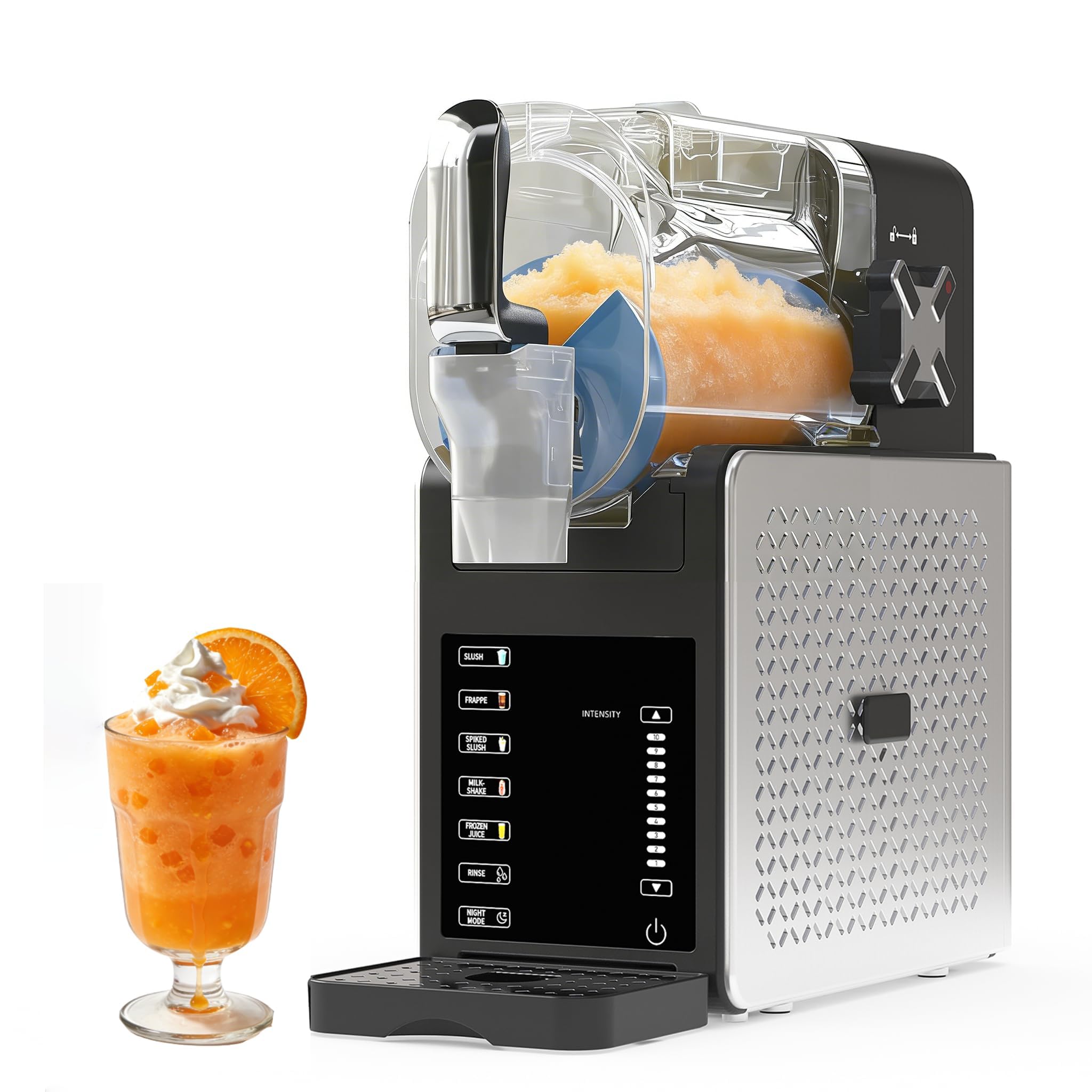 Máquina de granizados 1,9L - 5 programas automáticos - Pantalla LED - 200W, 120V/60Hz - Autolimpieza y bandeja de goteo 400ml - Funcionamiento silencioso (<45dB) - Mantiene bebidas frías hasta