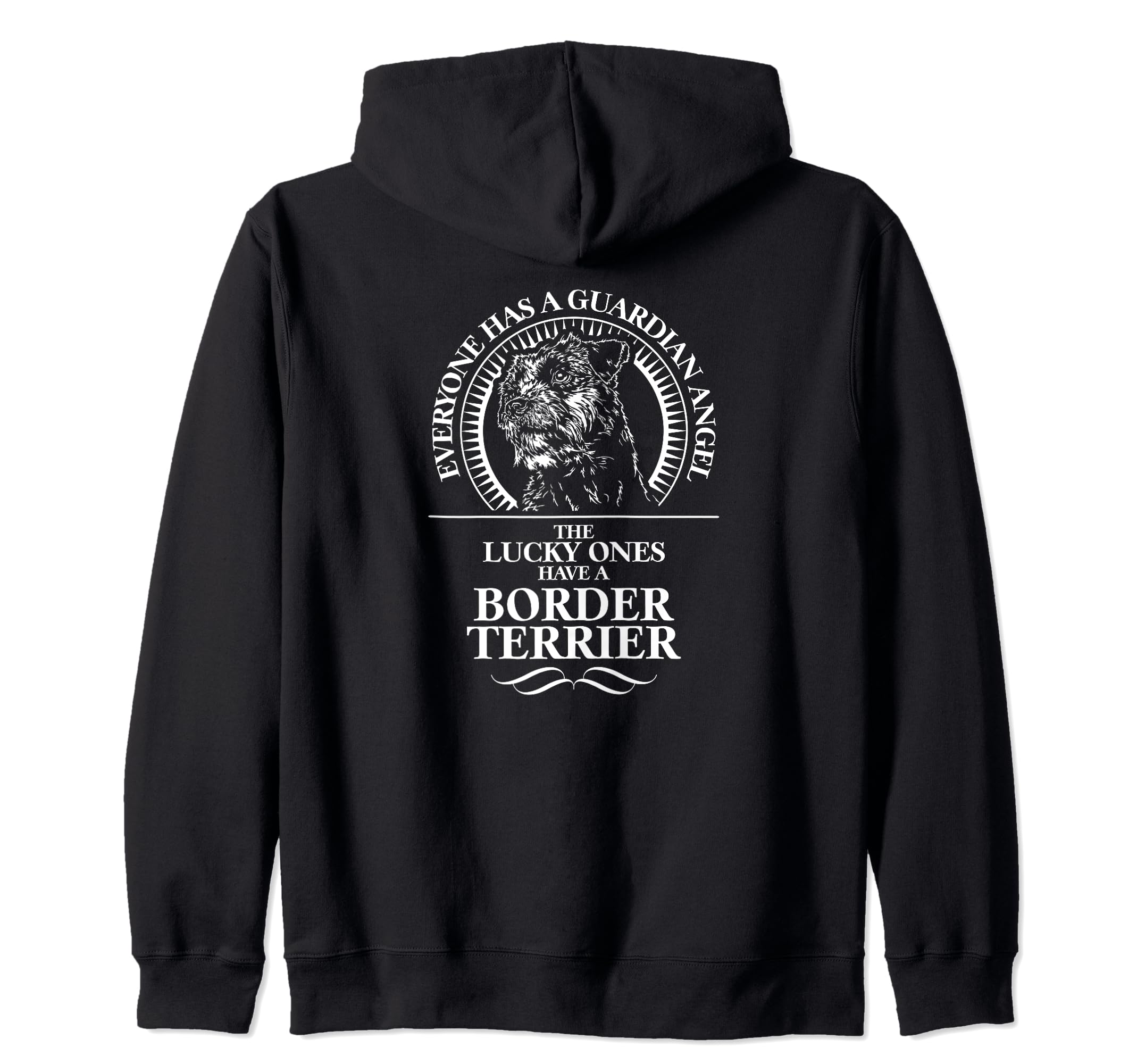 Proud Border Terrier Guardian Angel dog saying dog Zip Hoodie, Black - Image 2