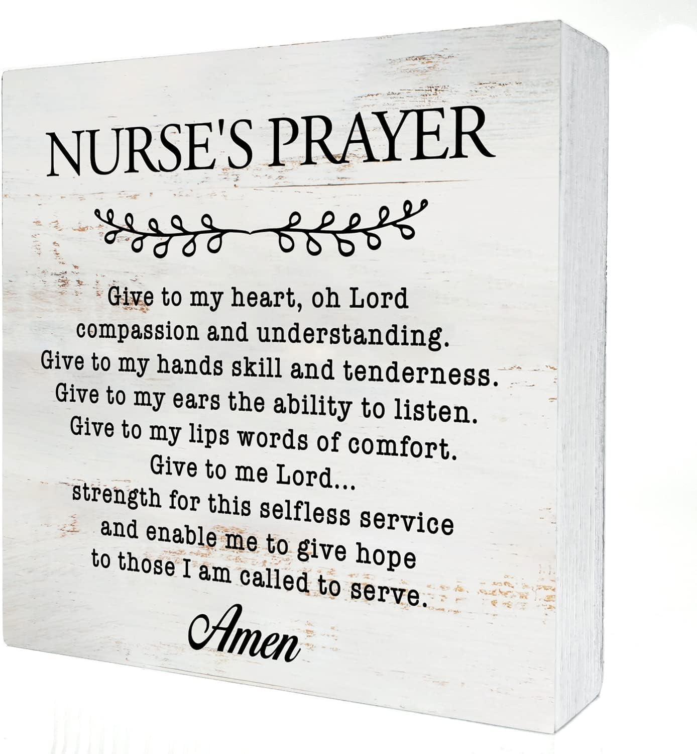 Nurse ' s Prayer Box Sign 5x5 Inch Rustic Wood Inspirational Decor
