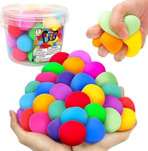 Bolas de estrés esponjosas para niños, paquete de 32 bolas elásticas de levantamiento lento para niños, juguetes antiestrés para autismo y TDATDAH,