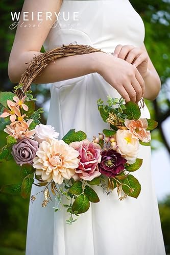 Miniatura 4 de Juego de flores artificiales de seda para centros de mesa, decoración de pasteles, ramos de boda, boutonnieres, decoración del hogar (caramelo