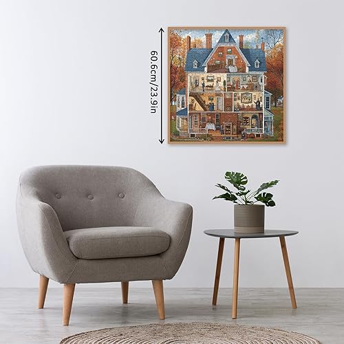 Miniatura 5 de Rompecabezas divertidos de casa para adultos, 1000 piezas, rompecabezas vintage de otoño y otoño, rompecabezas desafiantes de arte retro