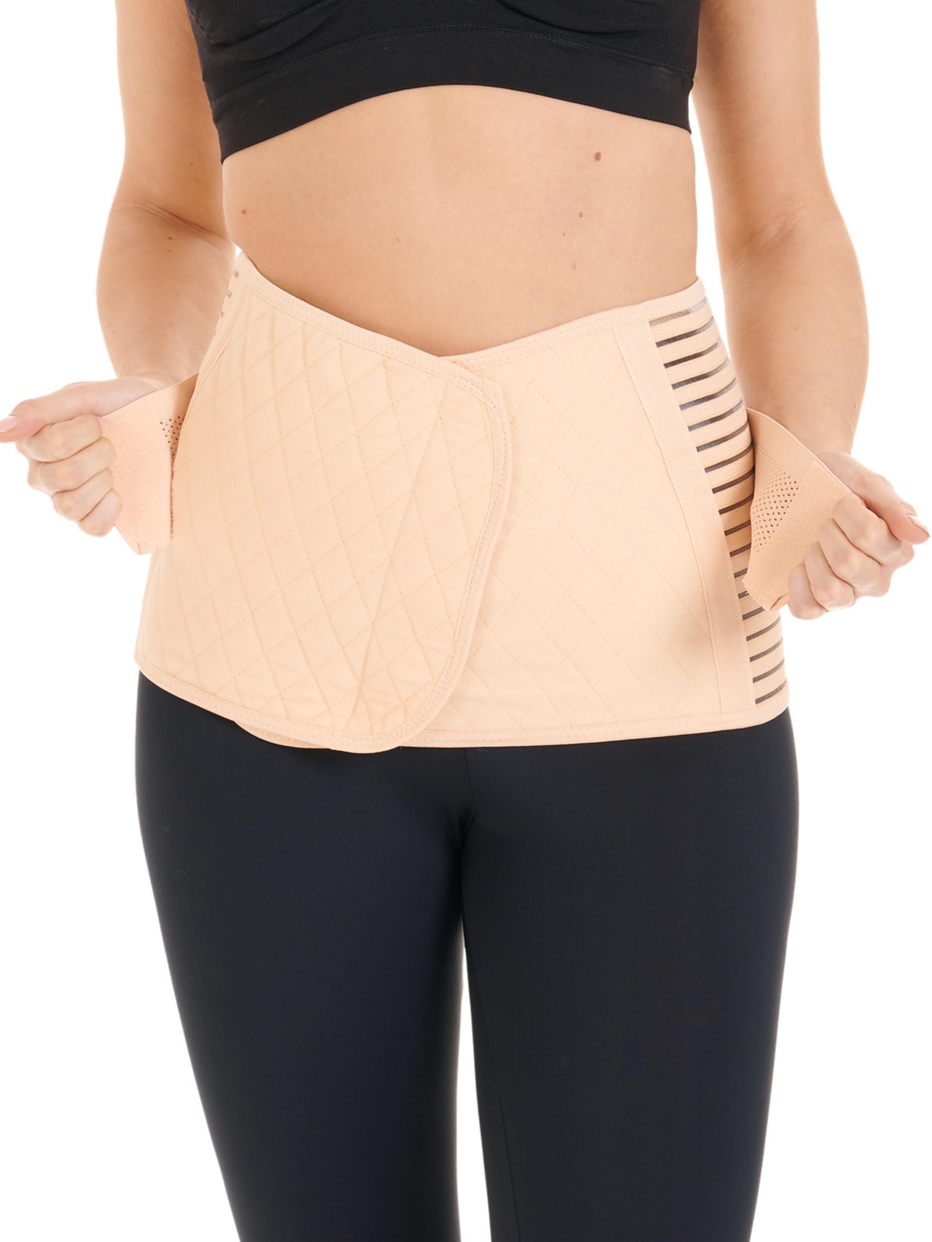 Herzmutter Soporte Banda posparto - Banda abdominal - Cinturón de recuperación de Maternidad - Corsé elástico - Talladora del Cuerpo Mujer - Recuperación-Ajustable-Apoyar - 3500 (XL, Beige)
