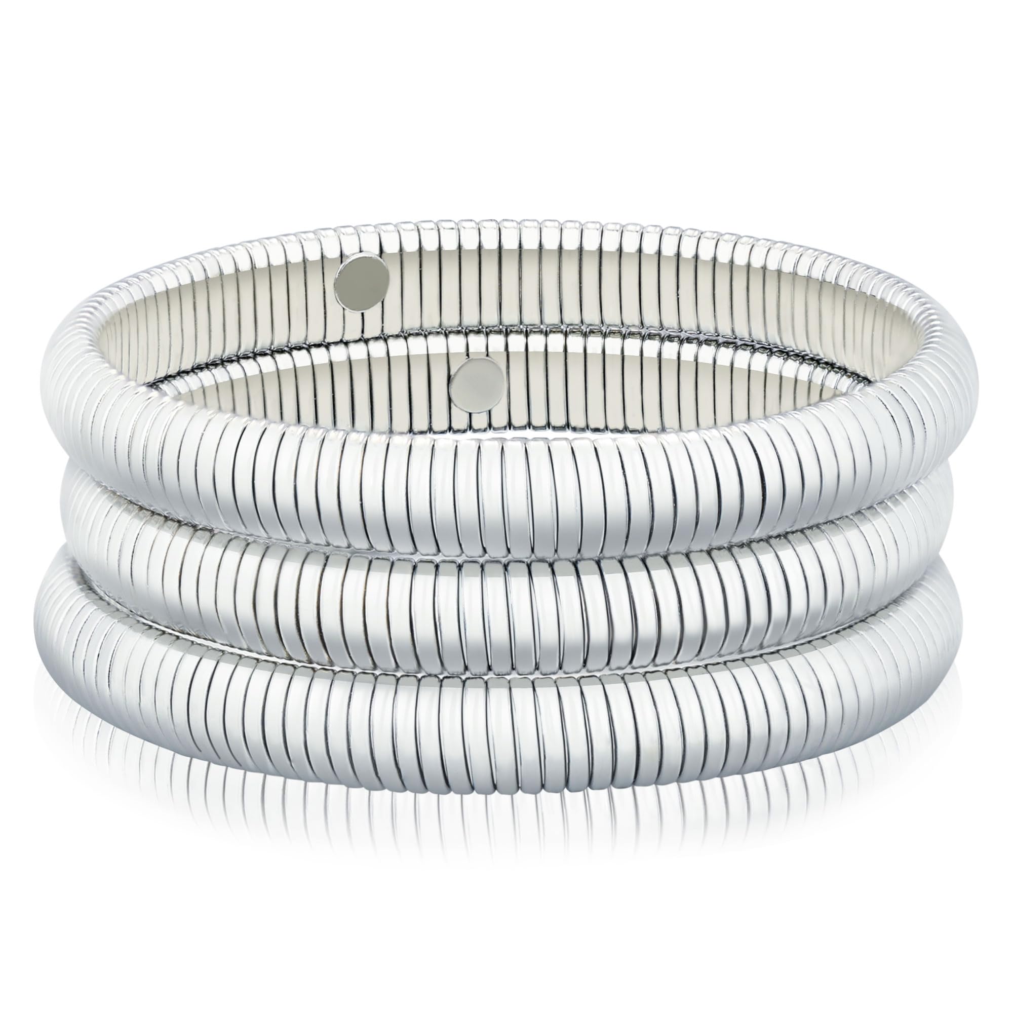 MISS RIGHT Gold Chunky Stretch Snake Chain Bangle Bracelets Stack for Women Trendy, 18K Gold Filled Stainless Steel Stretchy Womens Stackable