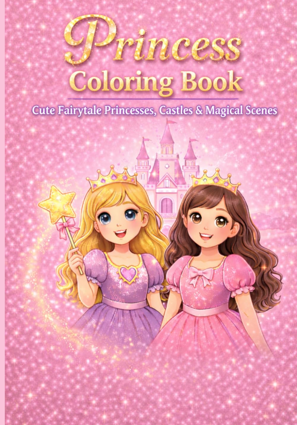 Princess Coloring Book: Cute Fairytale Princesses, Castles & Magical Scenes